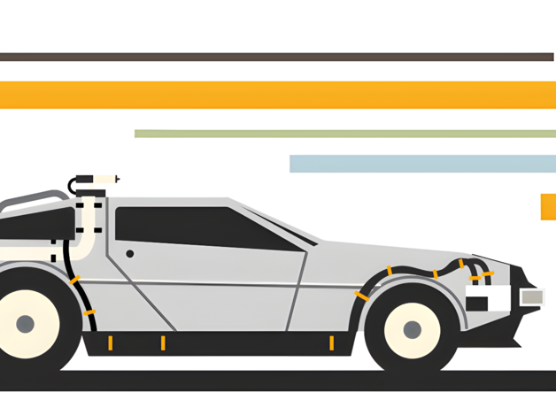 Grafik zeigt ein futuristisches Auto – Thema: Fortbewegungsmittel der Zukunft.