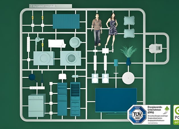 Bild zeigt Grundrissansicht einer Wohnung - Thema: Stromverbrauch im 2-Personen-Haushalt.