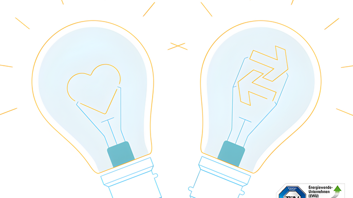 Grafik zeigt zwei Leuchtmittel – Thema: Wechsel des Stromanbieters.