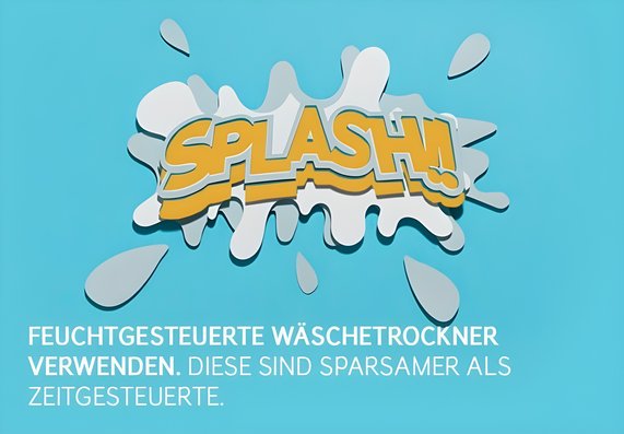 Im Bild steht, dass man ferngesteuerte Trockner verwenden soll, weil diese mehr Strom sparen als zeitgesteuerte Trockner.