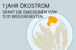 Strom für München: Ökostrom spart so viel wie 11.111 Weisswurst-Emissionen   